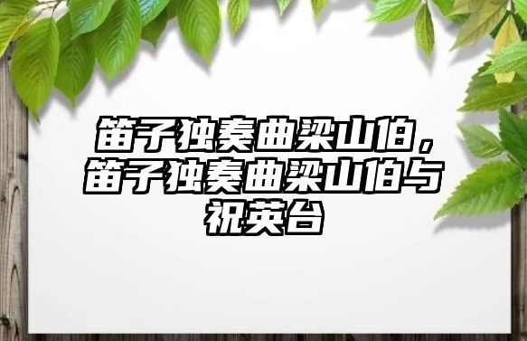 笛子獨奏曲梁山伯，笛子獨奏曲梁山伯與祝英臺