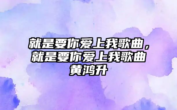 就是要你愛上我歌曲，就是要你愛上我歌曲黃鴻升