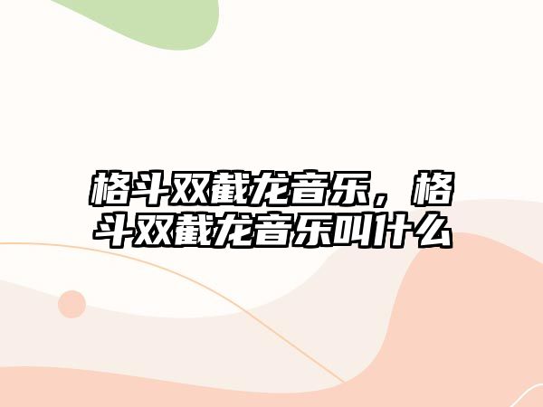 格斗雙截龍音樂，格斗雙截龍音樂叫什么