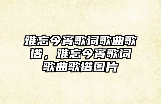 難忘今宵歌詞歌曲歌譜，難忘今宵歌詞歌曲歌譜圖片