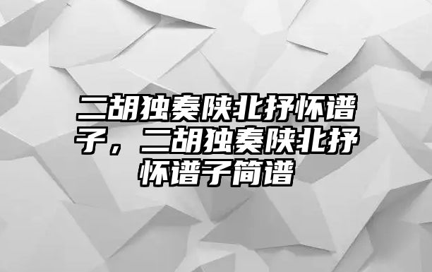 二胡獨奏陜北抒懷譜子，二胡獨奏陜北抒懷譜子簡譜